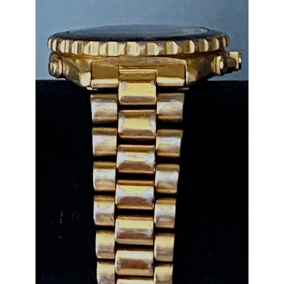 Vintage SEIKO FLIGHTMASTER Gold Black Chronograph Watch 7T34-6A09 NEW BATTERY - Picture 4 of 7